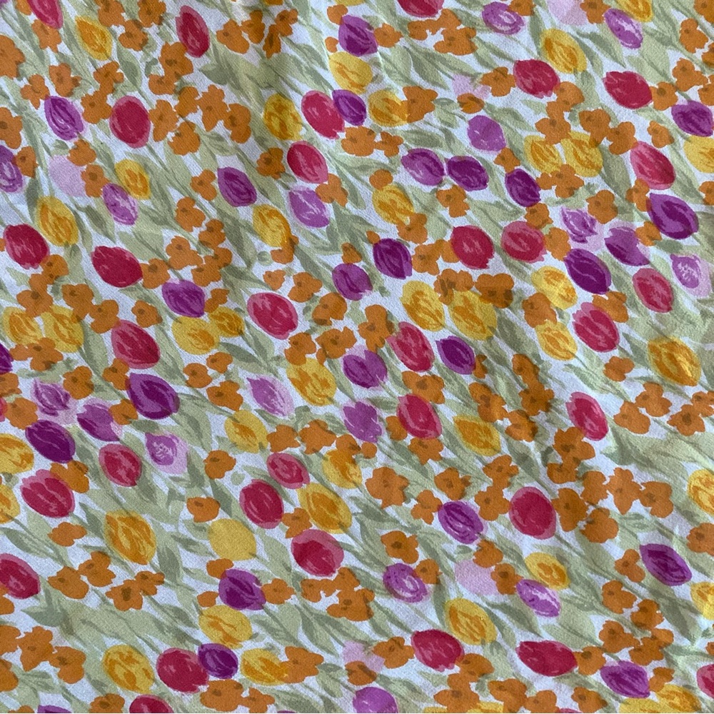 Silk Halter Floral Pink Orange Purple Yellow Y2K Dress Size XL - Picture 8 of 8